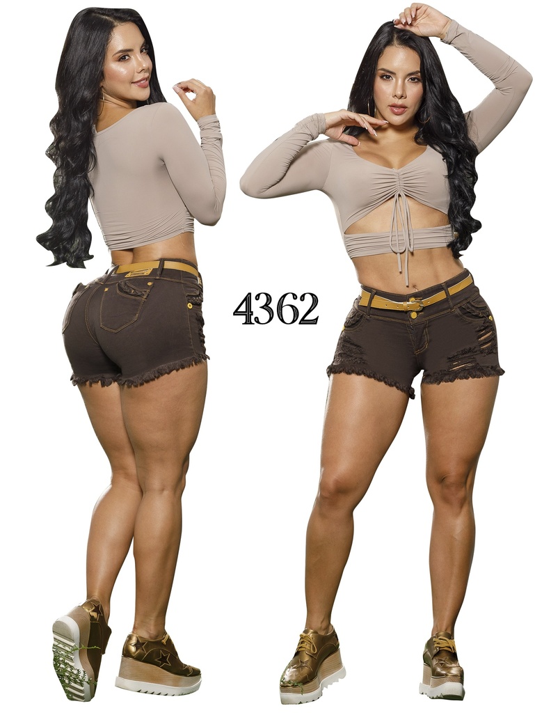 Women's Chocolate Brown Distressed Frayed-Hem Butt-Lifting Shorts