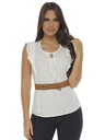 Blusa Sin Mangas con Cinturón Blanca para Mujer 2724-16SA