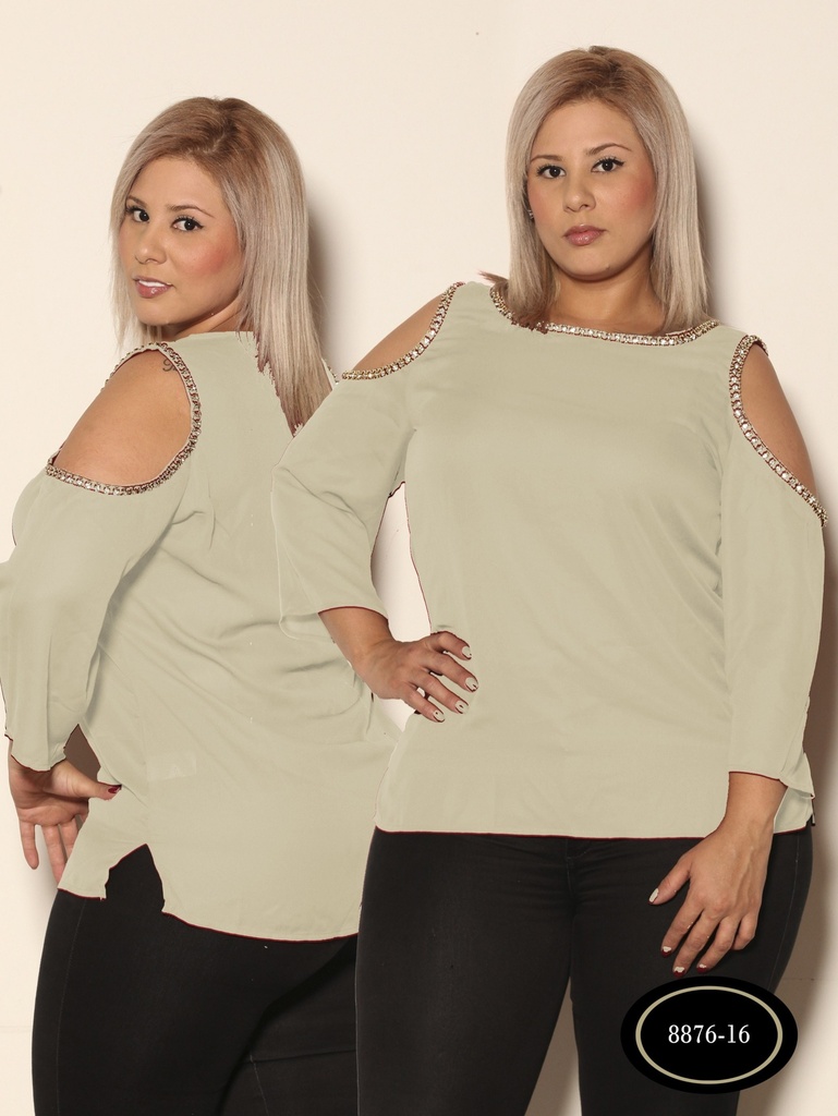 [256887616XXXL] Blusa Hombros Descubiertos Salvia para Mujer 8876-16
