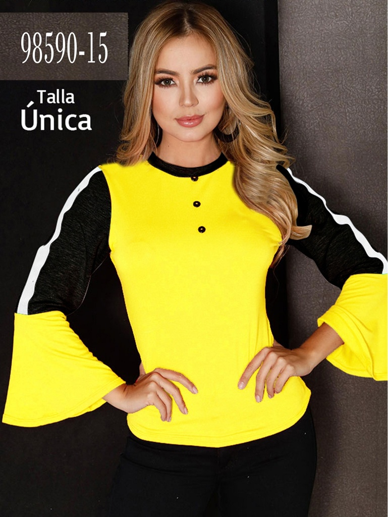 [2669859015] Blusa Mangas Campana Amarillo para Mujer 98590-15