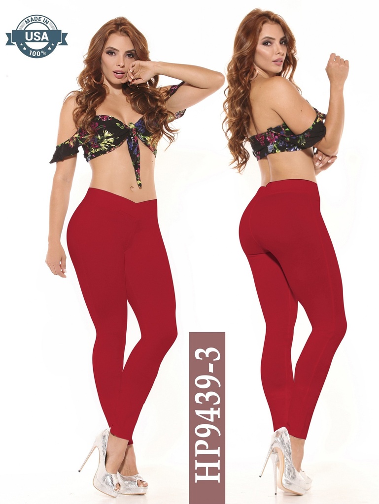 [256HP94393M] Leggings Tiro Alto Vino Tinto para Mujer HP9439-3