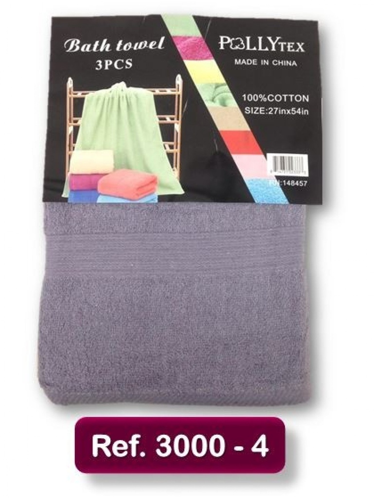 [27230004] Women's Gray 3-Piece Cotton Bath Towel Set 3000-4
