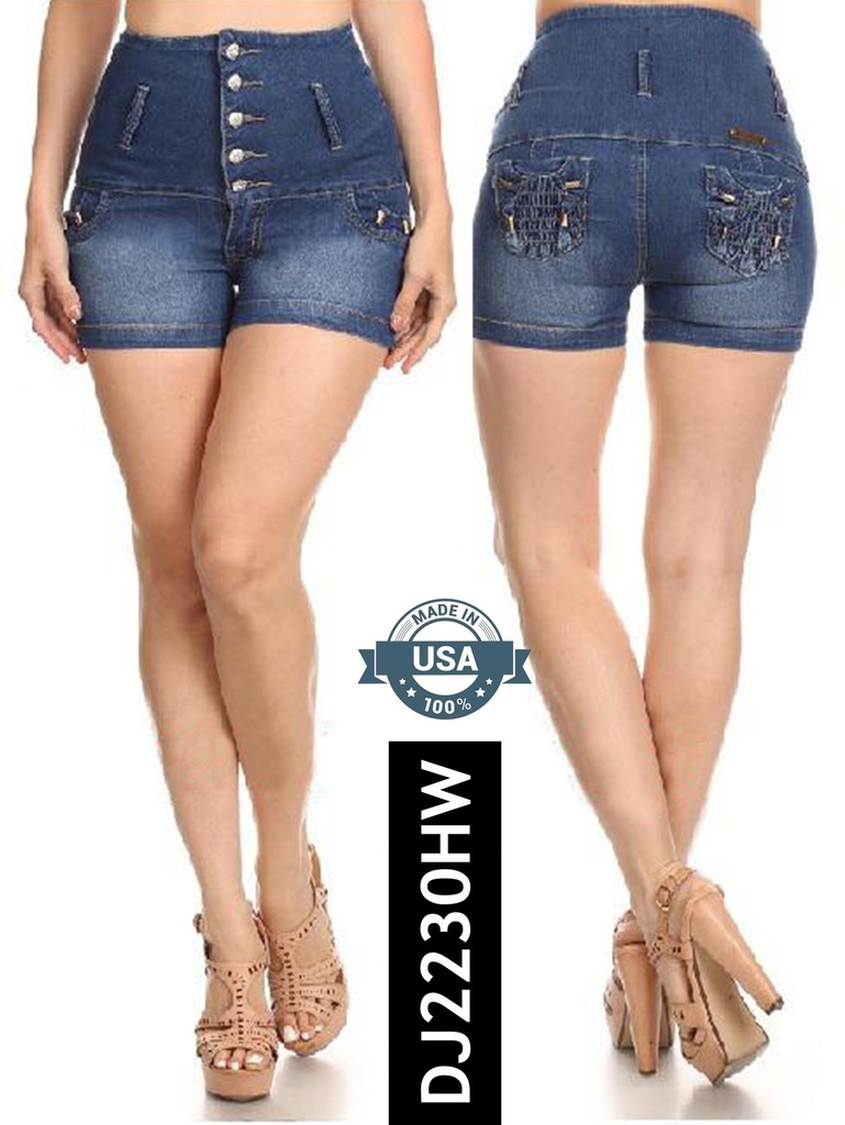[108223005] Women's Dark Wash High Waist Denim Shorts DJ2230HW