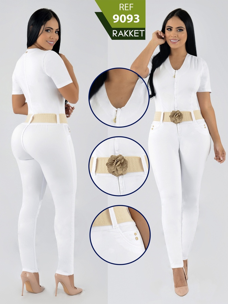 Women's White Short Sleeve Butt Lift Jumpsuit 9093