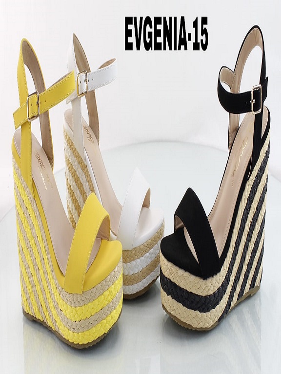[200evgenia15] Plataformas Plataforma Espadrille Amarillo a Rayas para Mujer Evgenia-15