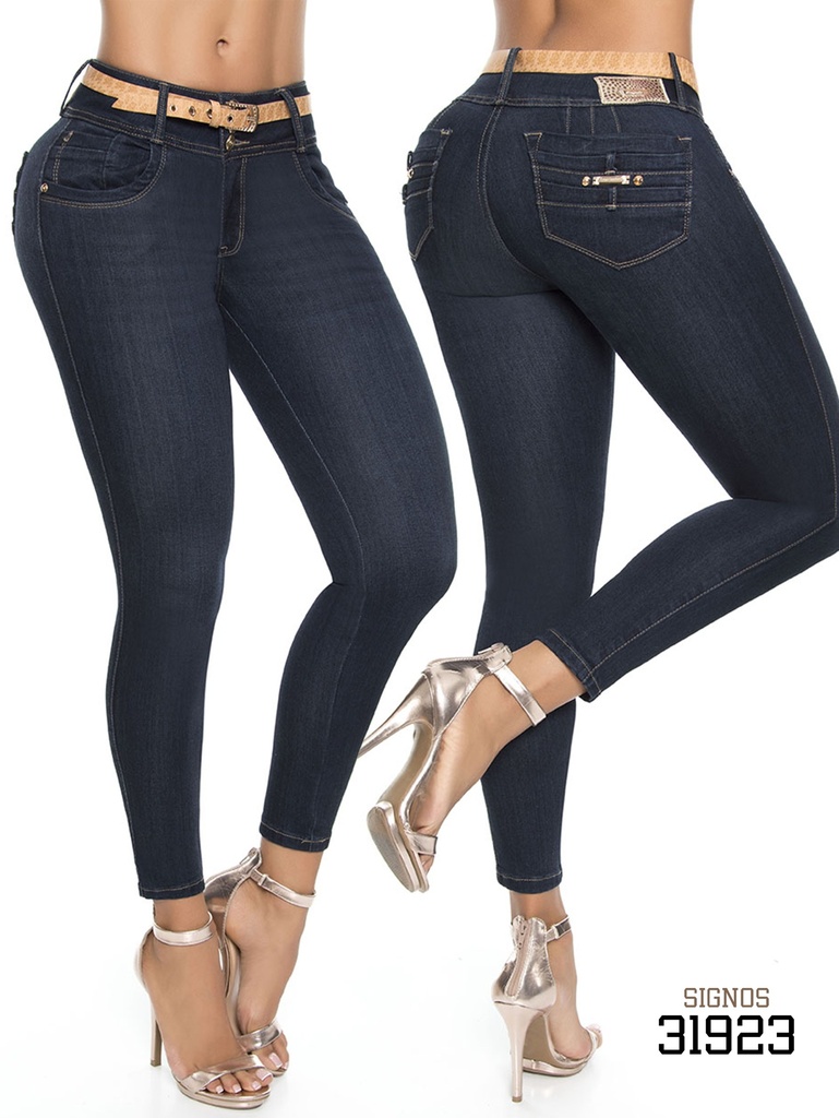 Women's Dark Blue Butt Lift Skinny Jeans 31923