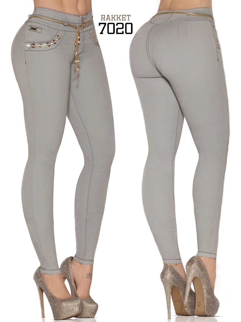 [2617020R03] Women's Gray Butt Lift Skinny Jeans 7020