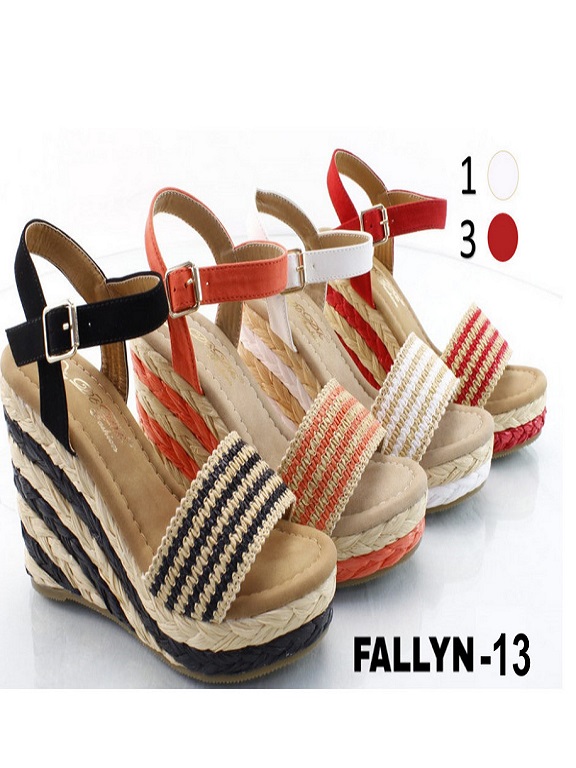 [200FALLYN1315.5 ] Plataformas Plataforma Espadrille Rayas Rojo y Negro para Mujer Fallyn-13