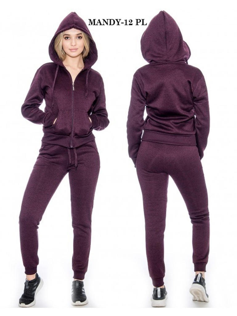 Women's Plum Zip Hoodie & Joggers Activewear Set Mandy-12 Plum