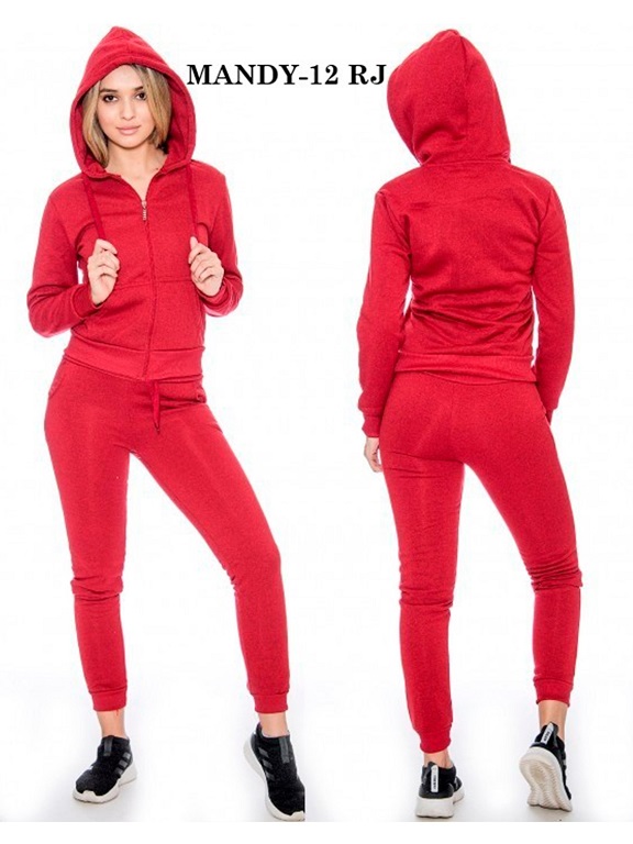 Conjunto Deportivo Sudadera con Cierre y Jogger Rojo para Mujer Mandy-12 Red