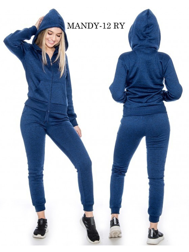 [200MANDY12RYXXL] Women's Royal Blue Zip Hoodie & Joggers Activewear Set Mandy-12 RY