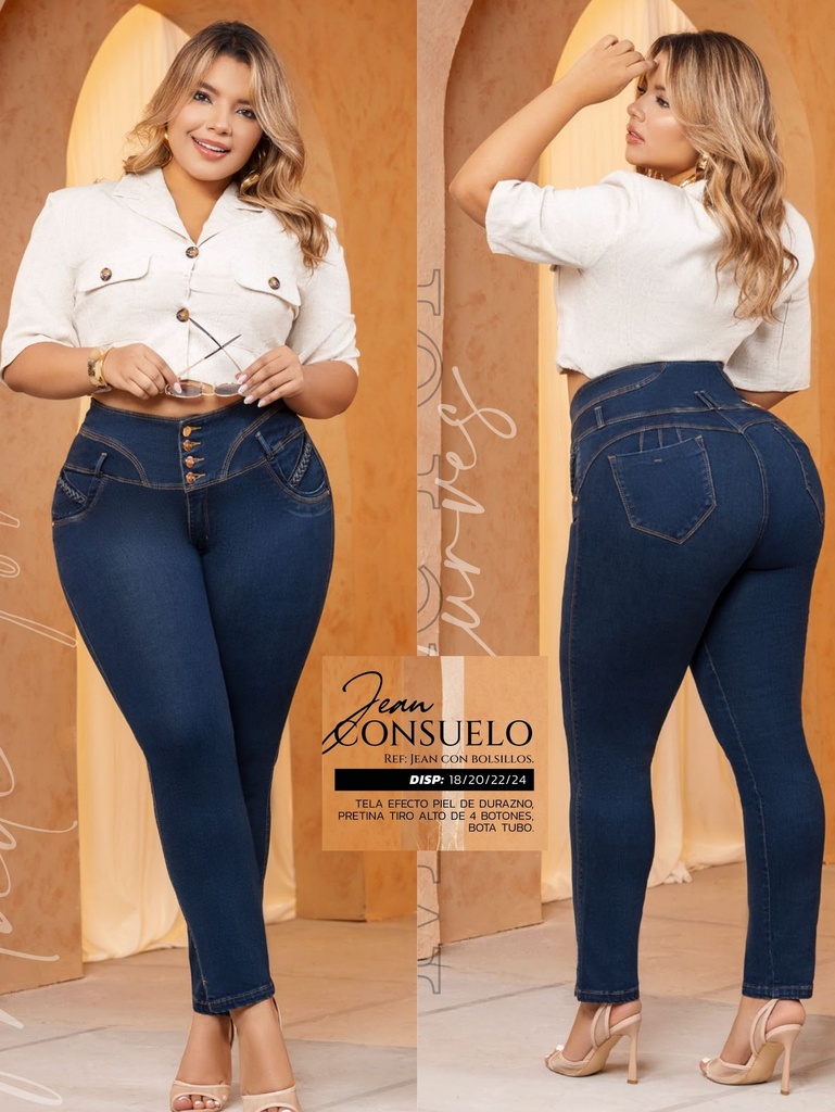 Consuelo Curvy Colombian Butt Lifting Jeans – High Rise, Dark Wash