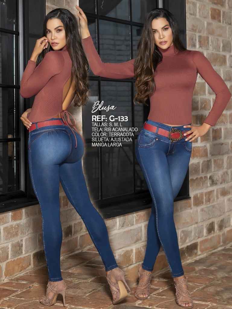 Women's Dark Wash Butt Lift Skinny Jeans 287G133L