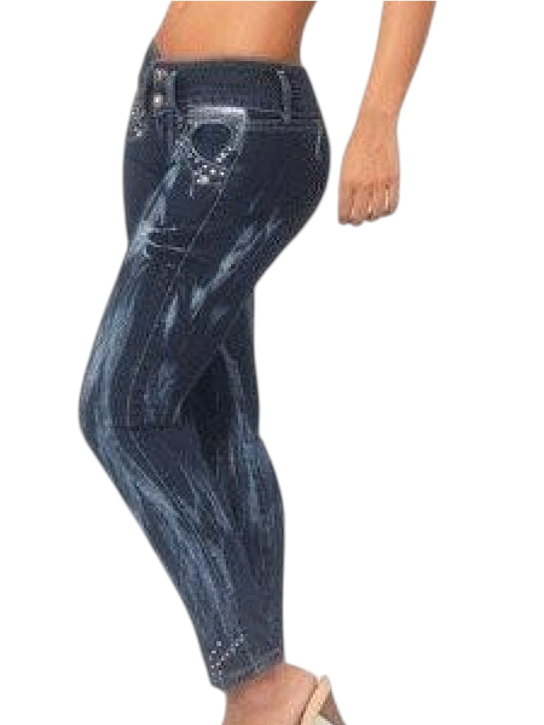 [102711303] Jeans Levantacola Ajustados Lavado Ácido Oscuro para Mujer 102711303