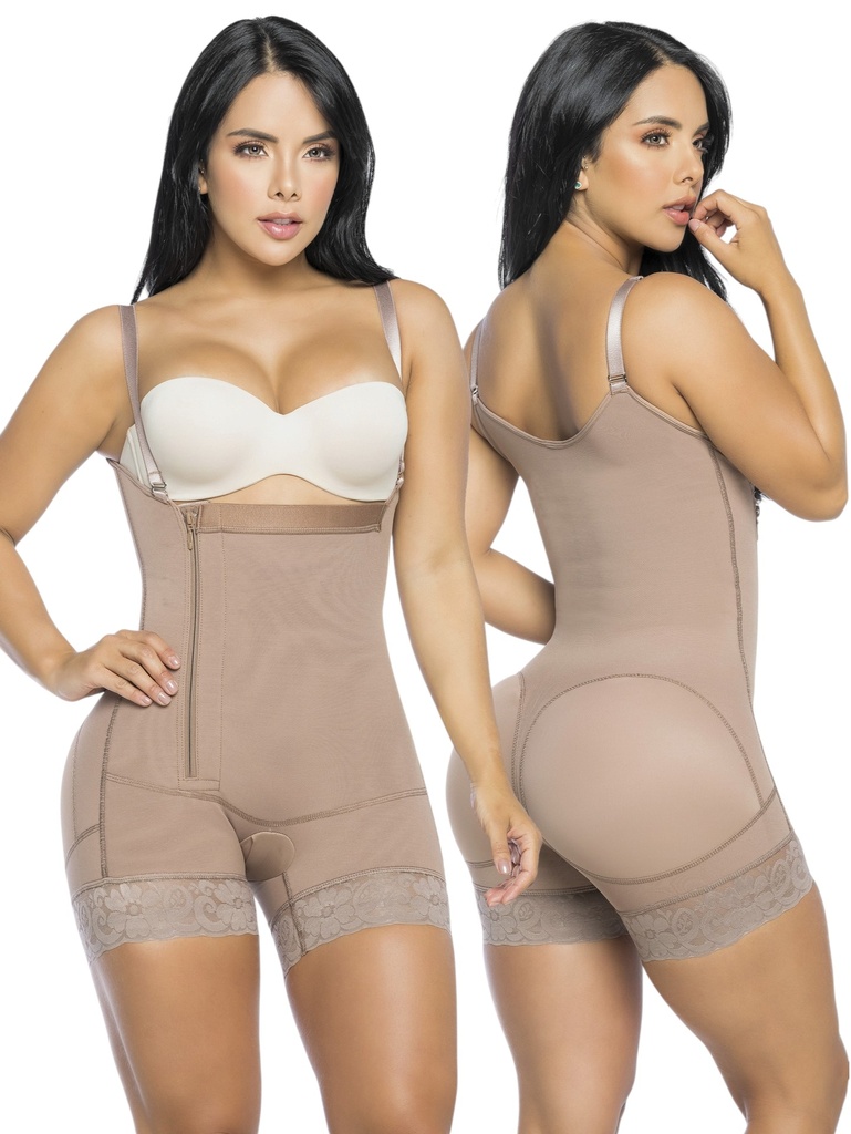 [3112017XL03] Women's Mocha Open Bust Short Body Shaper Shapewear Body Shaper 2017-3