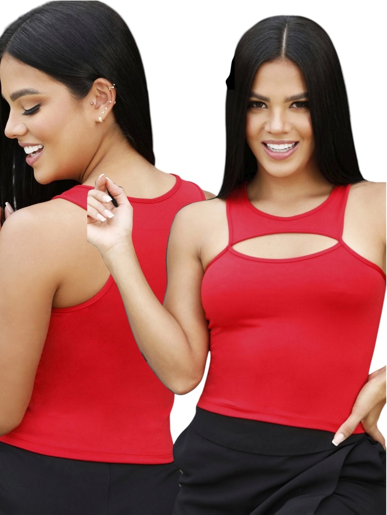 [2686723] Top con Abertura Rojo para Mujer 672-3