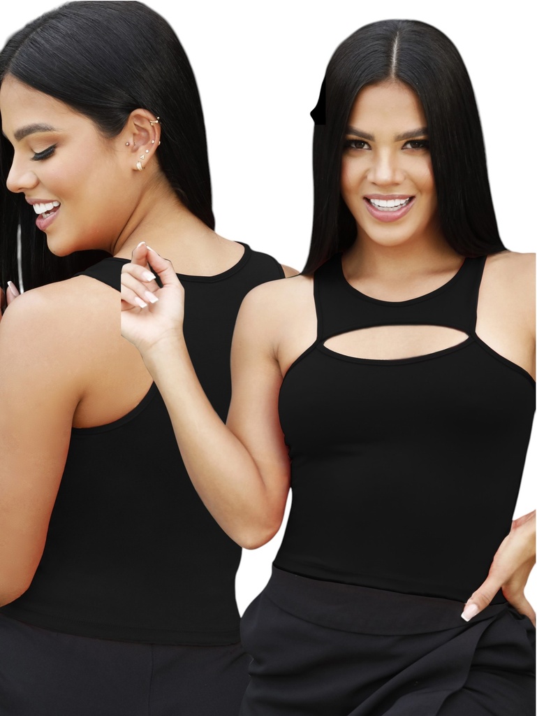 [2686722] Top con Abertura Negro para Mujer 672-2