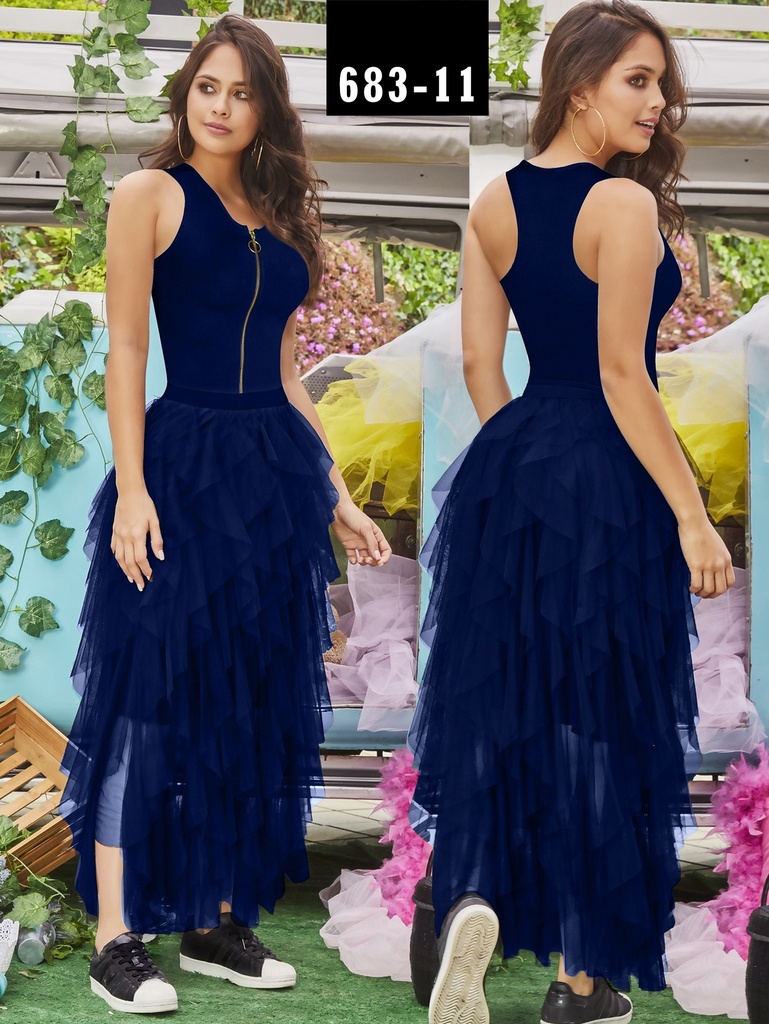 [26868311] Blusa Azul Marino sin Mangas 683-11