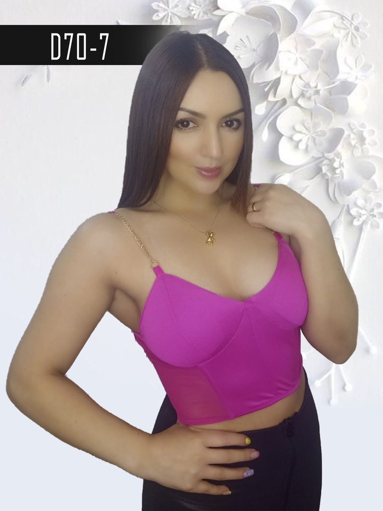[339D707] Women's Magenta Corset-Style Cami Crop Top D70-7