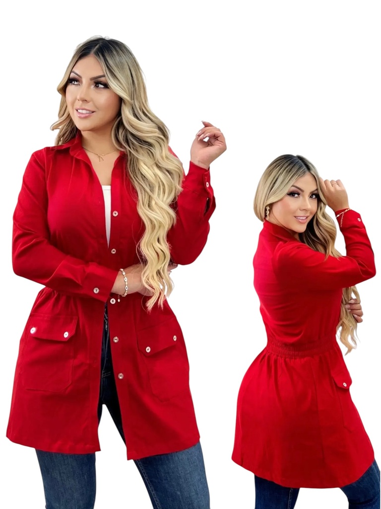 [3772463S] Chaqueta Larga Utilitaria Rojo para Mujer 246-3 (S)
