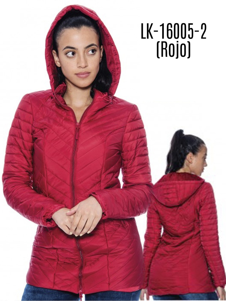 [200LK160052S] Chaqueta Acolchada con Capucha Roja para Mujer LK-16005-2