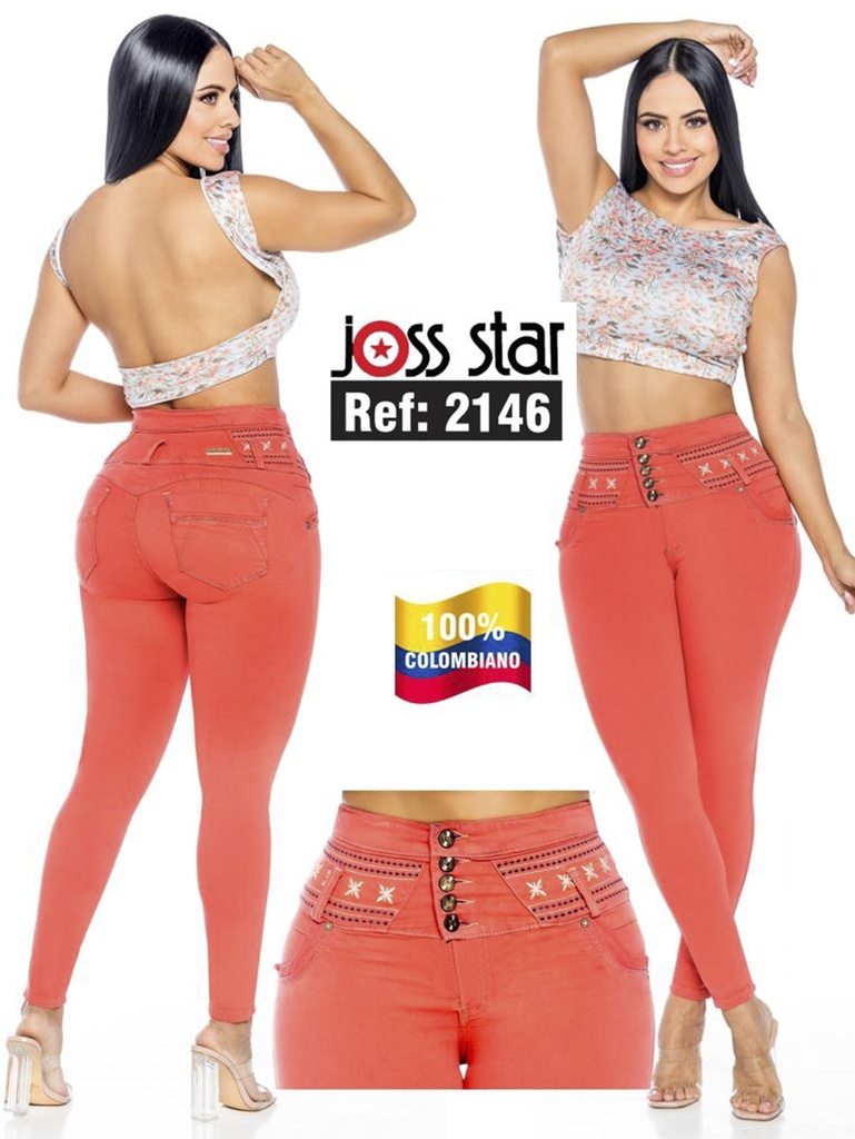 [109214605] Women's Coral Orange Butt Lift Skinny Jeans 2146