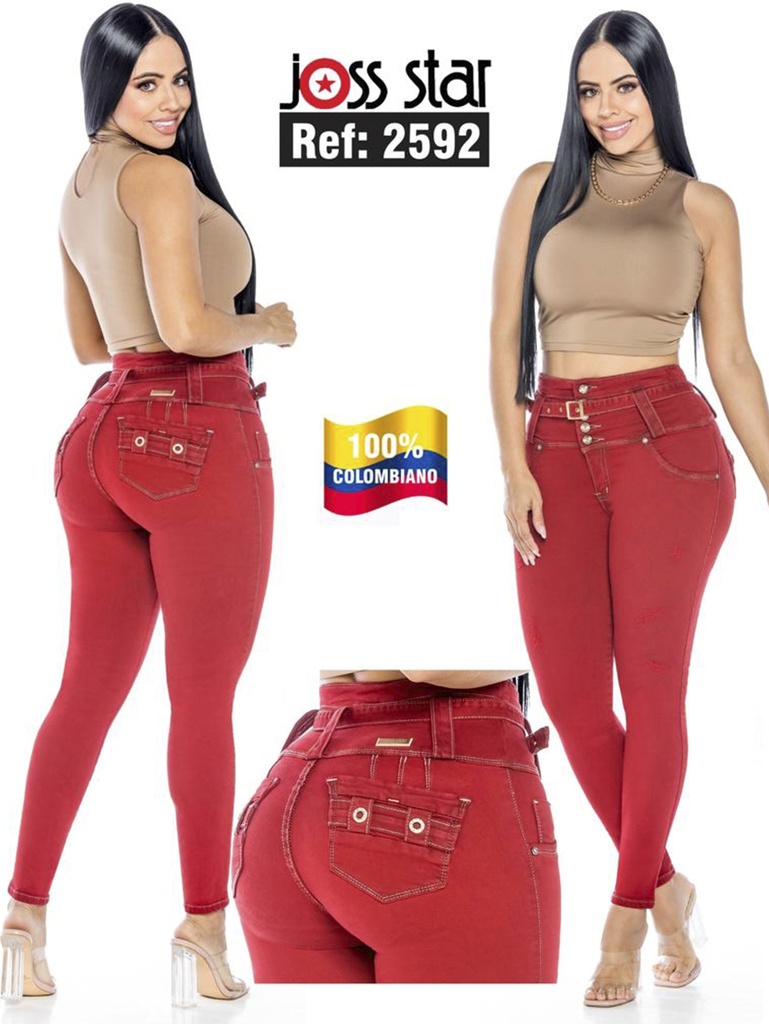 [109259205] Women's Red Butt Lift Skinny Jeans 2592