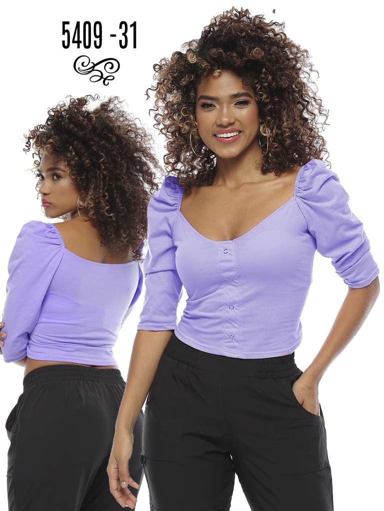 [246540931M] Blusa Mangas Abullonadas Lavanda para Mujer 5409-31