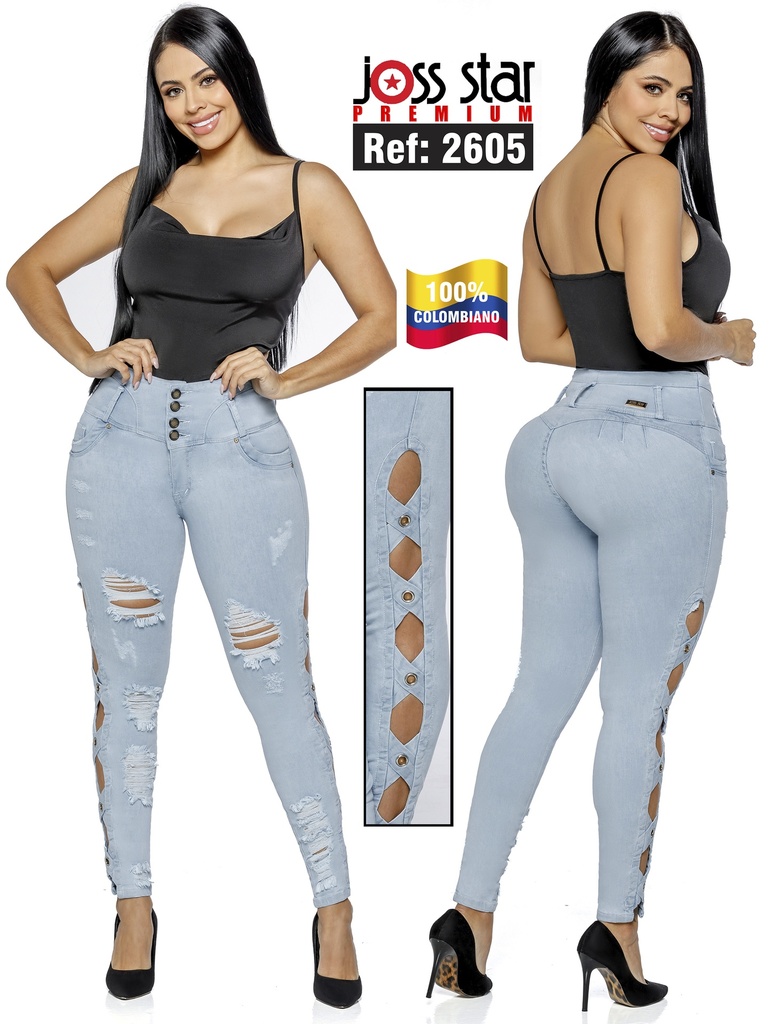 Women's Light Wash Distressed Butt Lift Skinny Jeans 2605