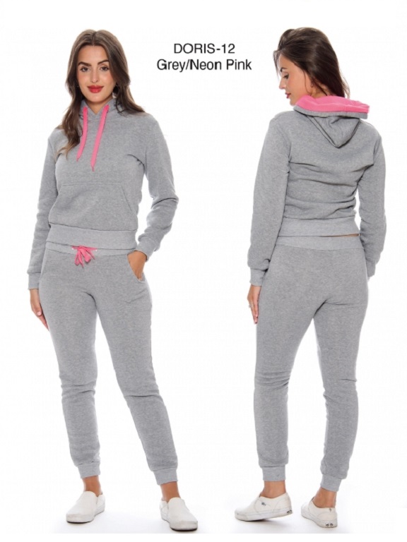 Conjunto Deportivo Sudadera con Capucha y Jogger Gris Jaspeado para Mujer Doris-12