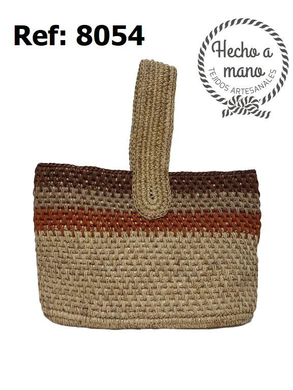 Women's Brown & Natural Straw Tote Handwoven Bag 8054