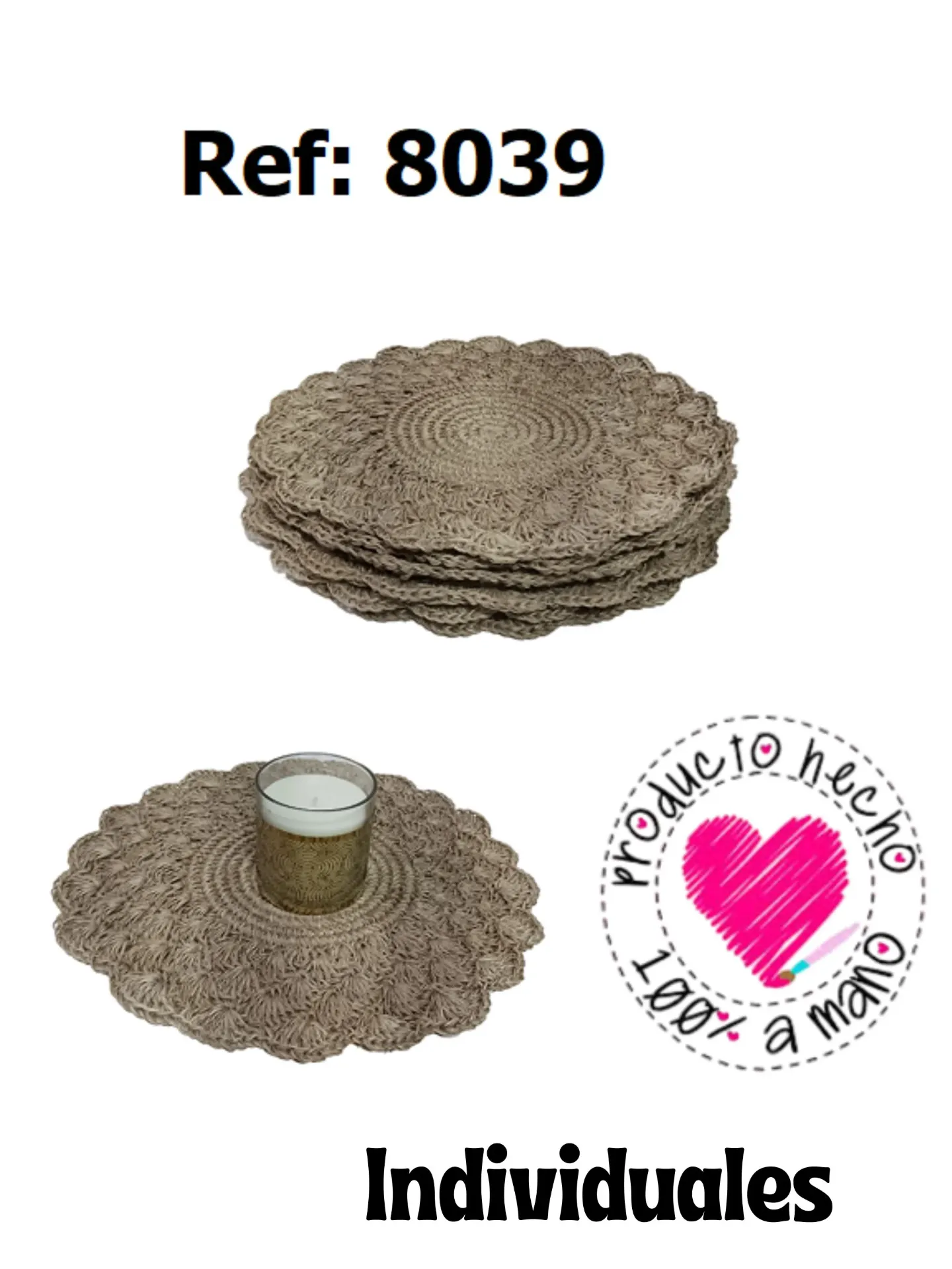 [3668039] Women's Taupe Round Handwoven Placemats Set 8039