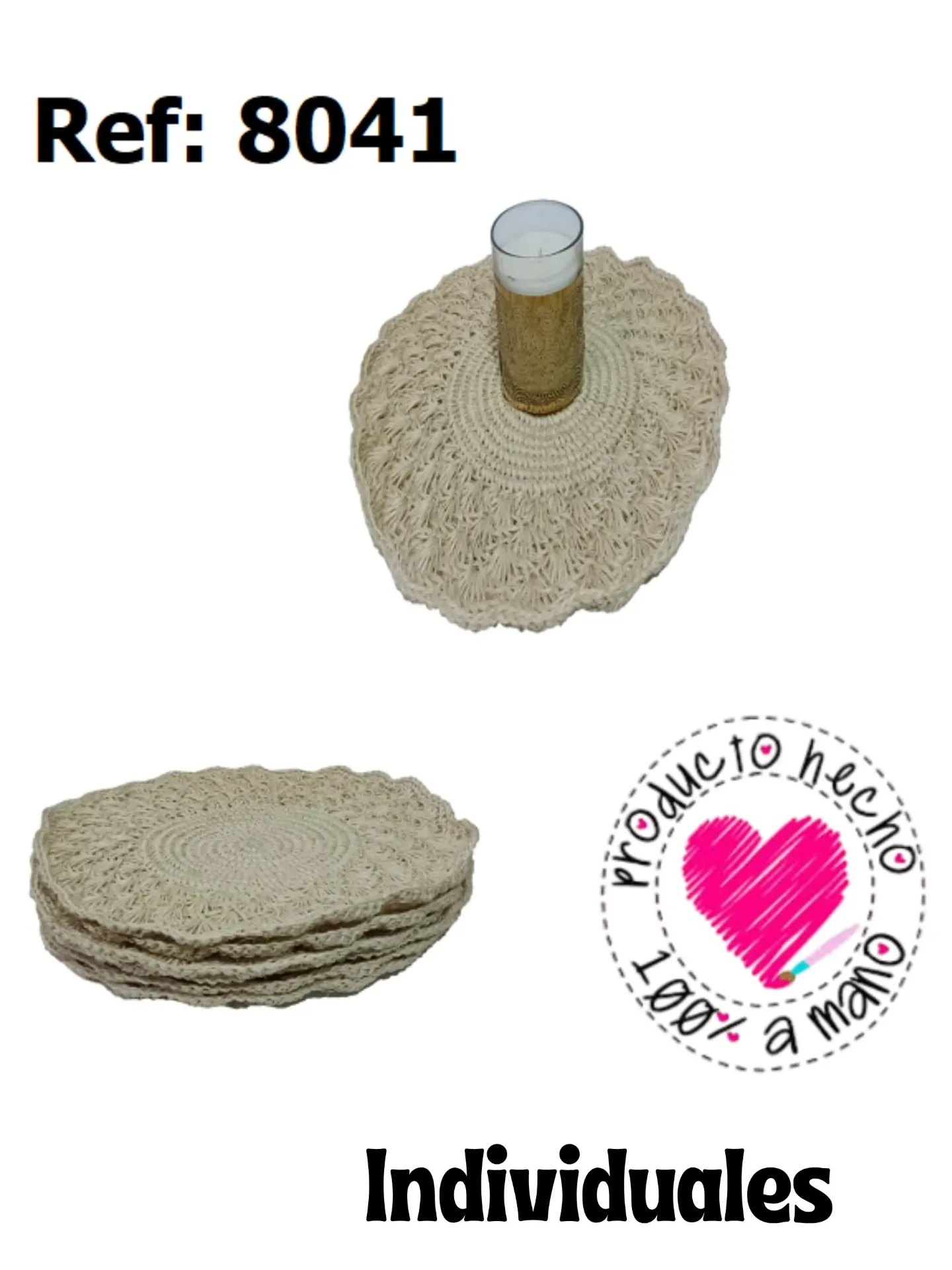 Women's Cream Round Handwoven Placemats Set 8041