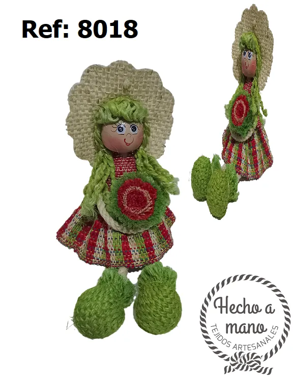 [3668018] Muñeca Artesanal Verde para Mujer 8018