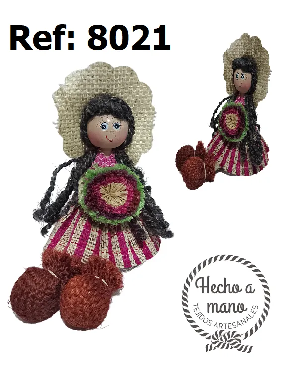 Women's Dark Hair Handmade Artisan Doll 8021