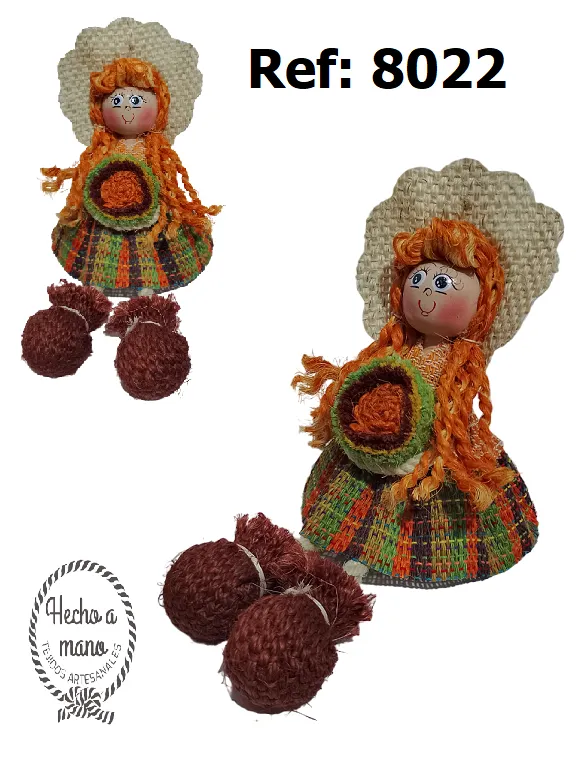 Muñeca Artesanal Cabello Naranja para Mujer 8022