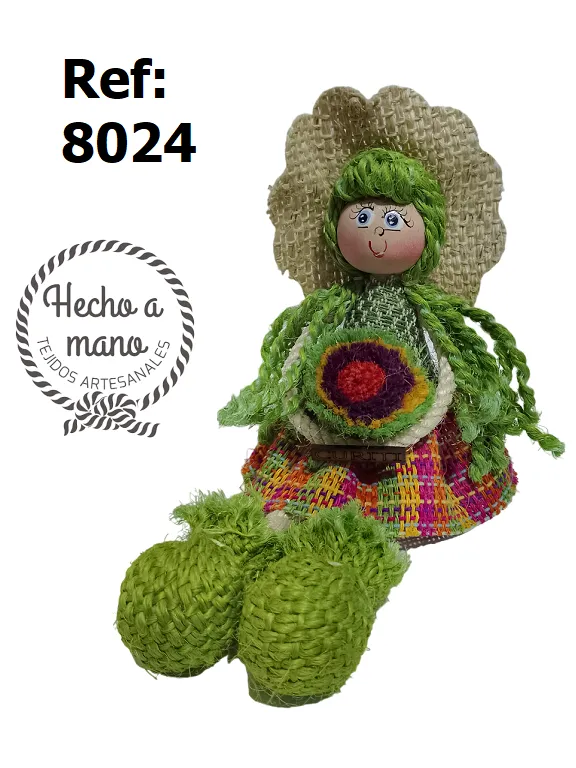 [3668024] Muñeca Artesanal Cabello Verde para Mujer 8024