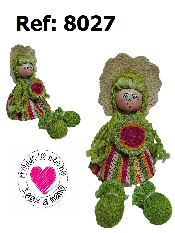 Muñeca Artesanal Verde para Mujer 8027