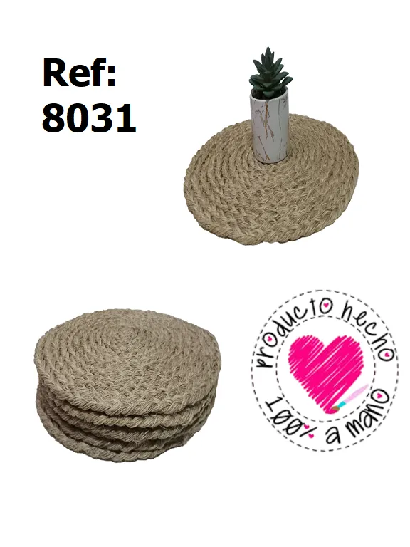 [3668031] Women's Natural Round Handwoven Placemats Set 8031