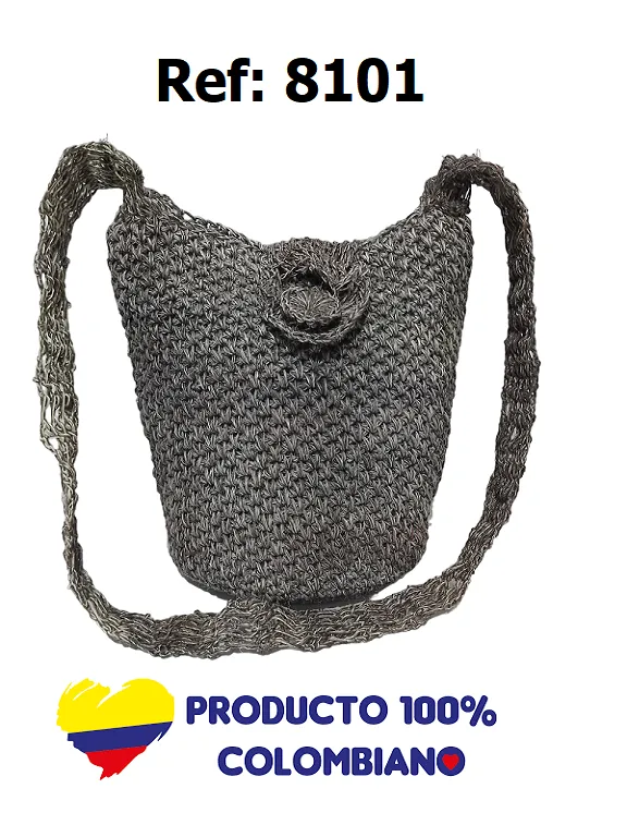 [3668101] Bolso Tejido Mochila Tejida Cruzada Gris para Mujer 8101