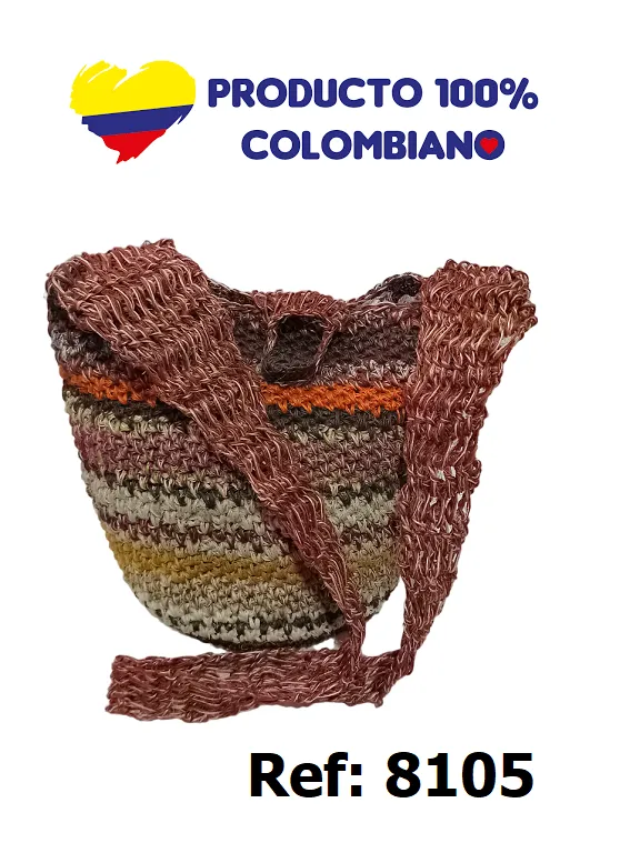 [3668105] Bolso Tejido Mochila Tejida Cruzada Café Rayado para Mujer 8105