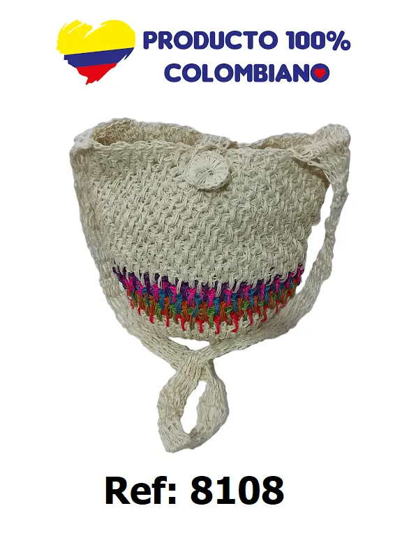 [3668108] Bolso Tejido Mochila Tejida Cruzada Crema para Mujer 8108