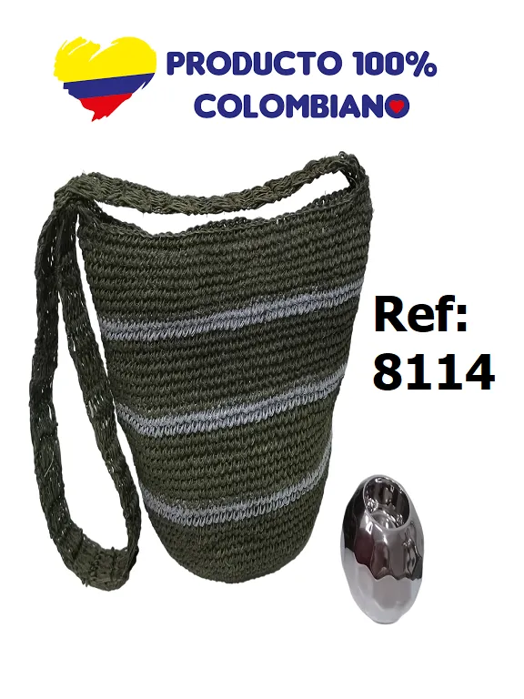 Women's Olive Striped Handwoven Crossbody Mochila Handwoven Bag 8114