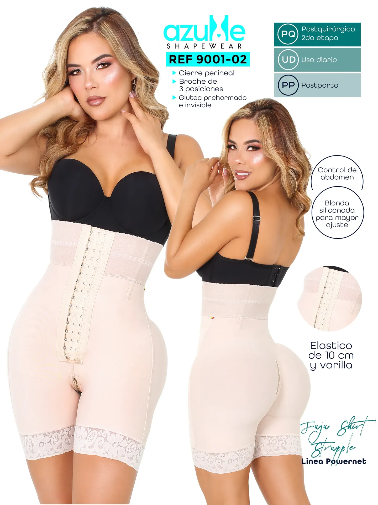 [3719001S02] Faja Moldeadora Faja Media Pierna con Soporte de Busto Beige para Mujer 9002-02