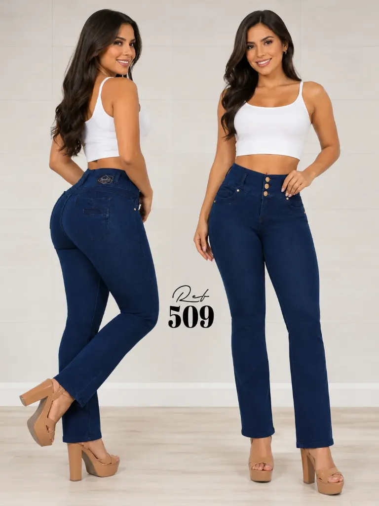 Women's Navy Blue Straight Leg High Waist Jeans 509