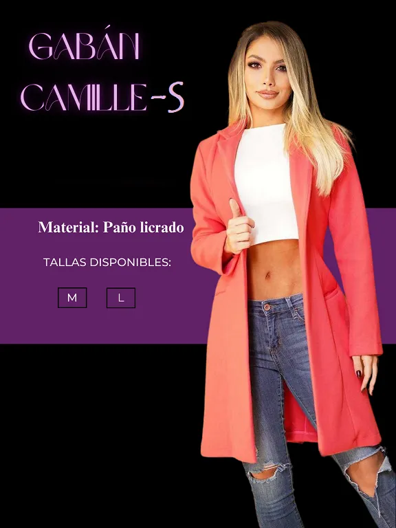 Abrigo Largo Tipo Blazer Abierto Coral para Mujer Camille-5