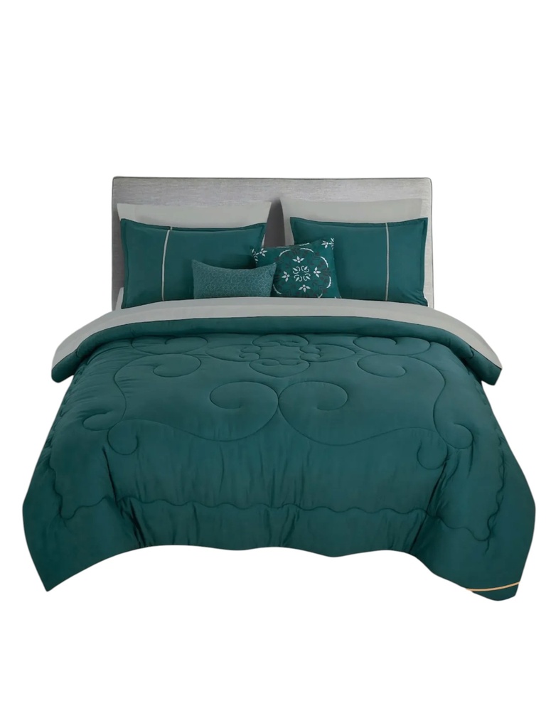 Juego de Cobertor King 6 Piezas Verde Esmeralda para Mujer 22871K
