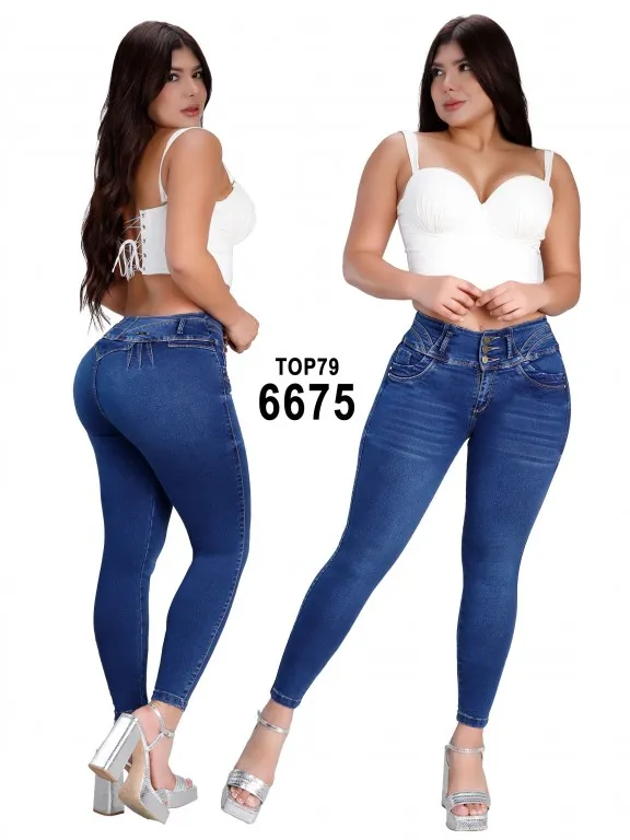 Women's Dark Blue Butt Lift Skinny Jeans 6675