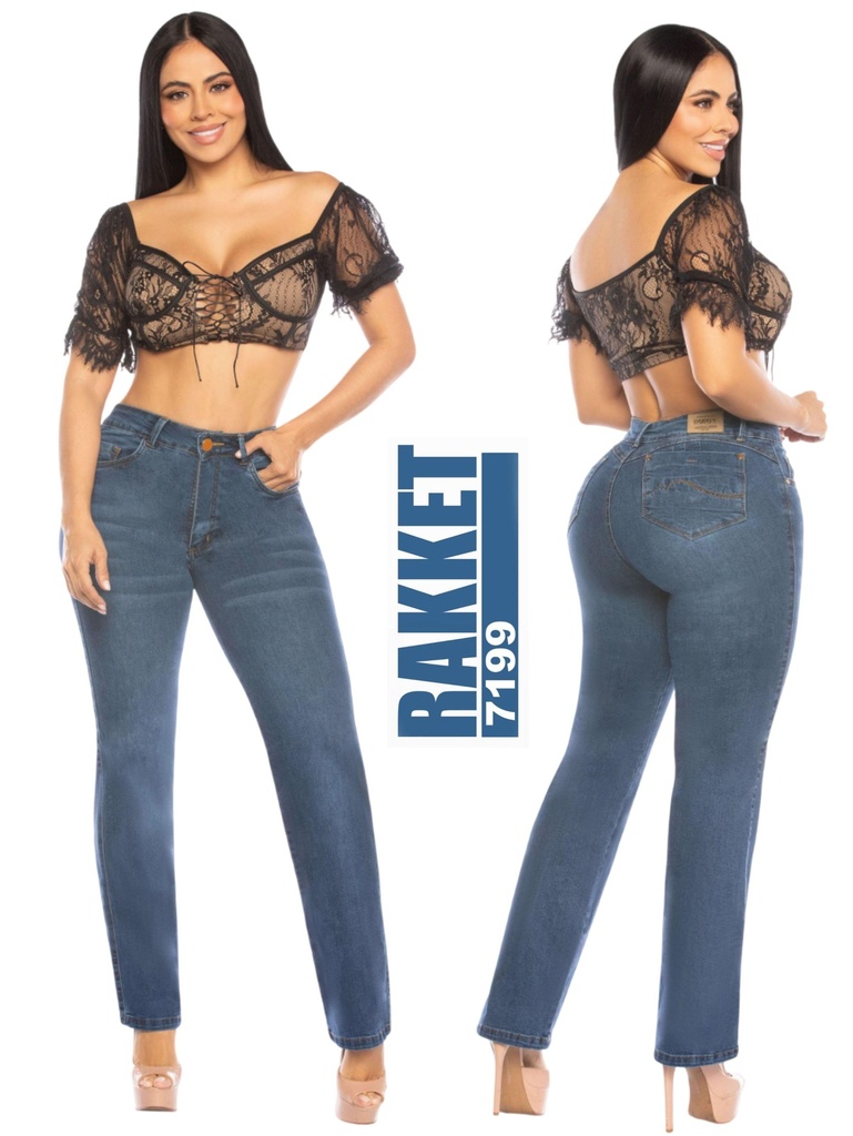 [2617199R03] Jeans Corte Recto Gris Azulado para Mujer 7499