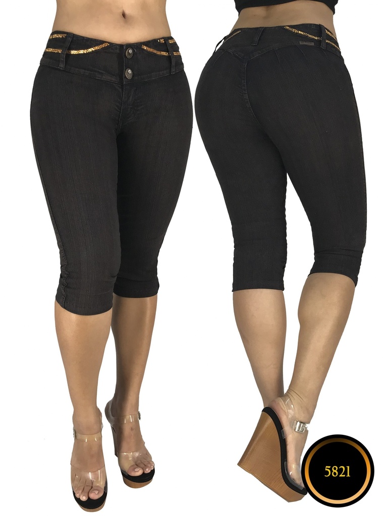 Jeans Capri Levantacola Negro para Mujer 000101582105
